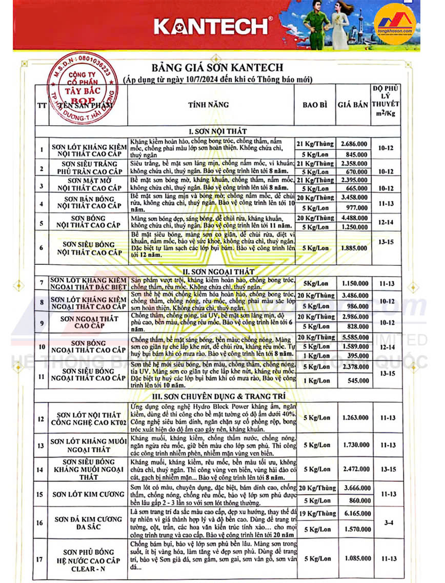 bang bao gia son kantech