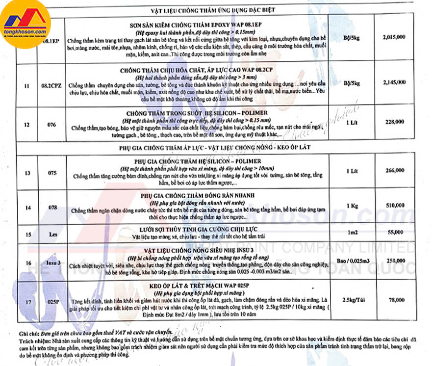 bang bao gia son wap