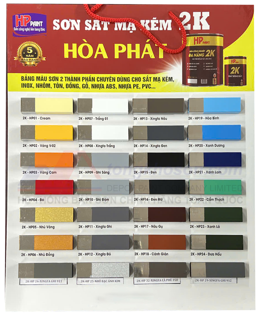 Bảng màu sơn sắt mạ kẽm 2 thành phần: