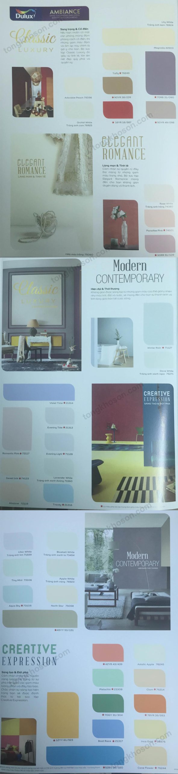 Bảng màu sơn Dulux Ambiance 5 in 1