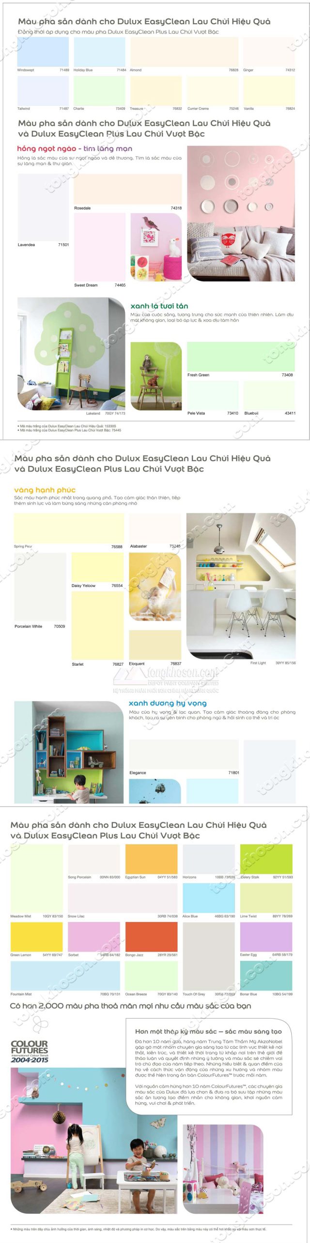 Bảng màu sơn Dulux Easy Clean
