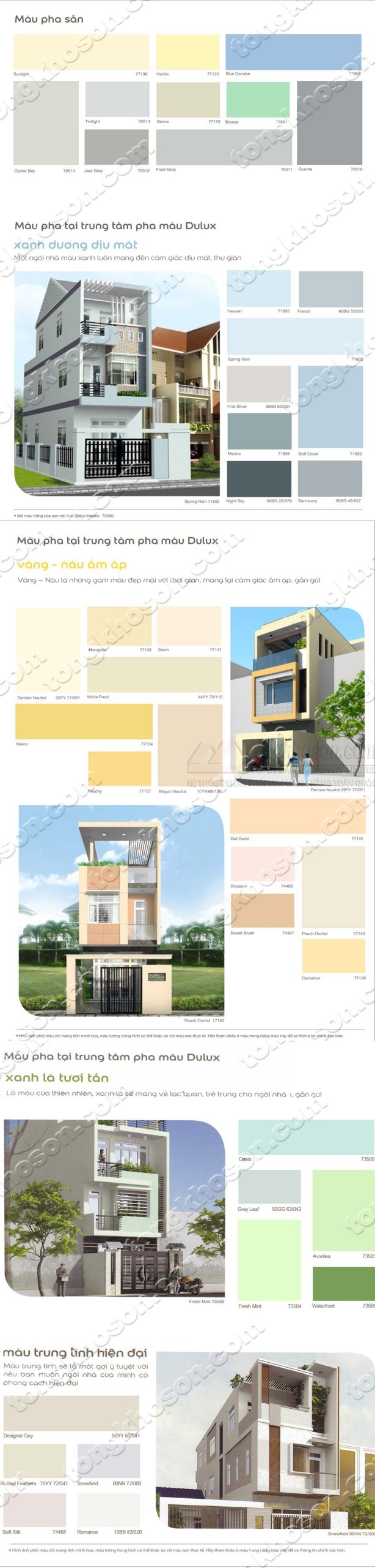 Bảng màu sơn Dulux Inspire ngoại thất mịn