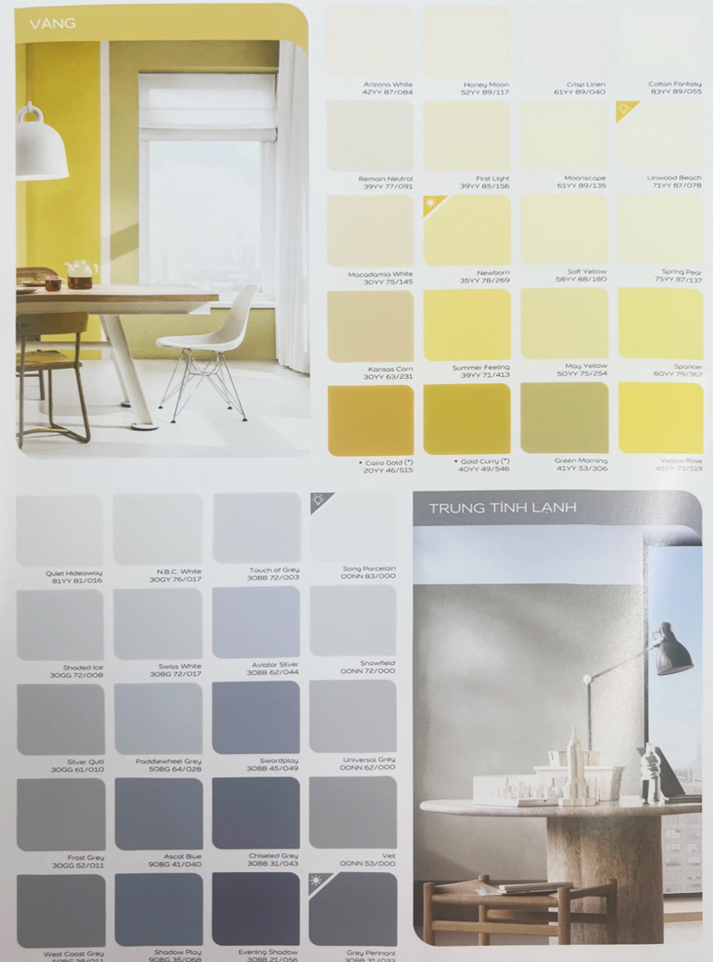 bảng màu sơn dulux yêu thích