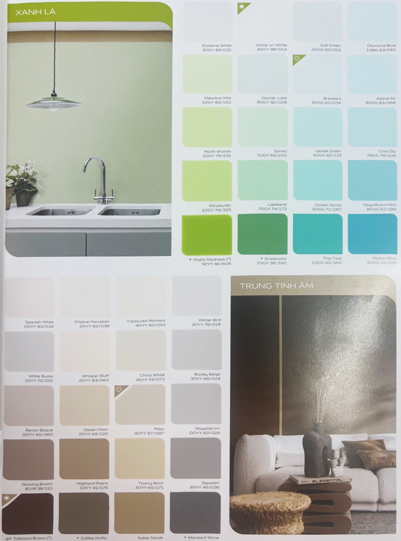 bảng màu sơn dulux yêu thích