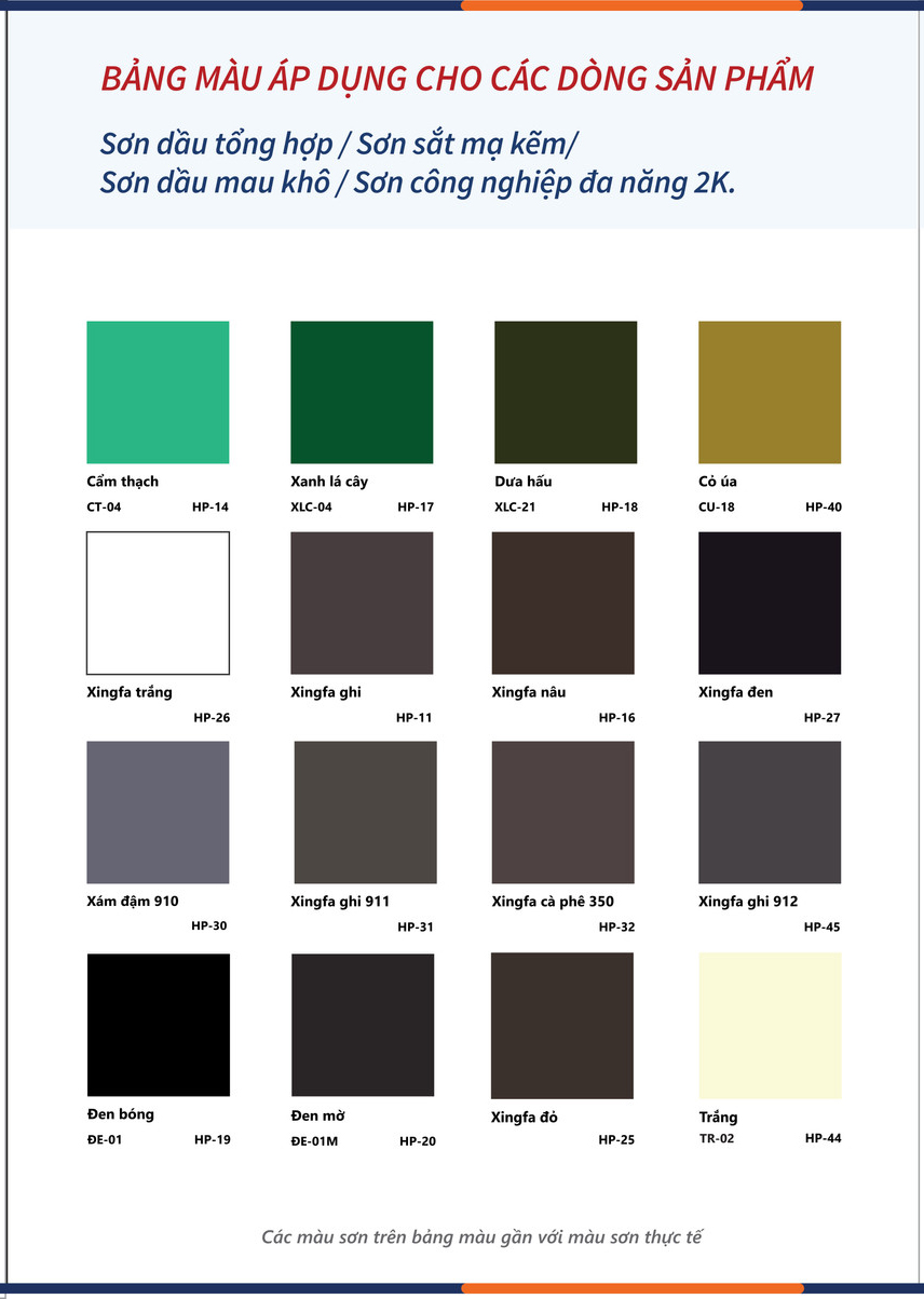 Bảng màu sơn sắt thép HP Paint