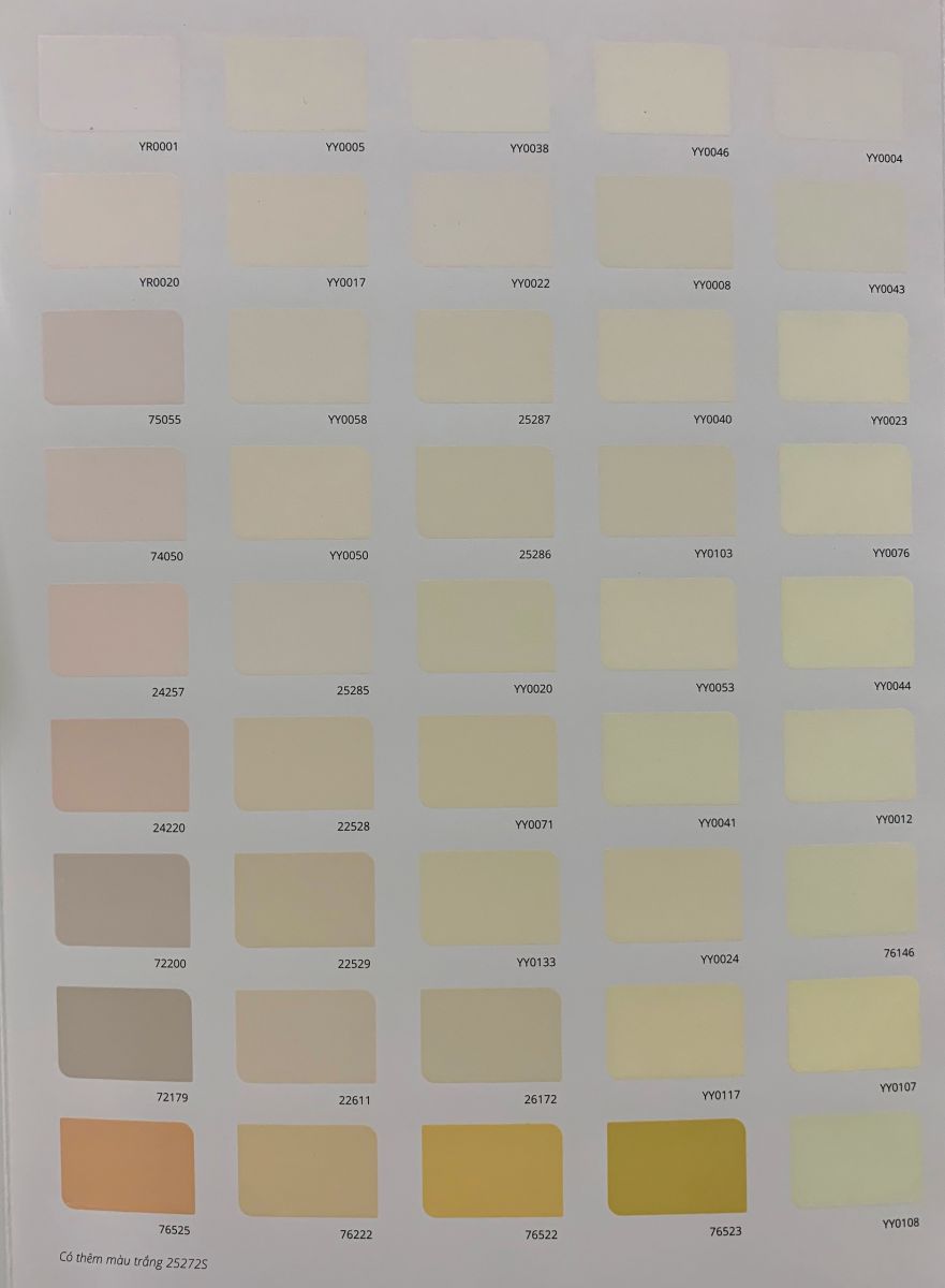 Bảng màu sơn nước trong nhà Maxilife bề mặt bóng mờ