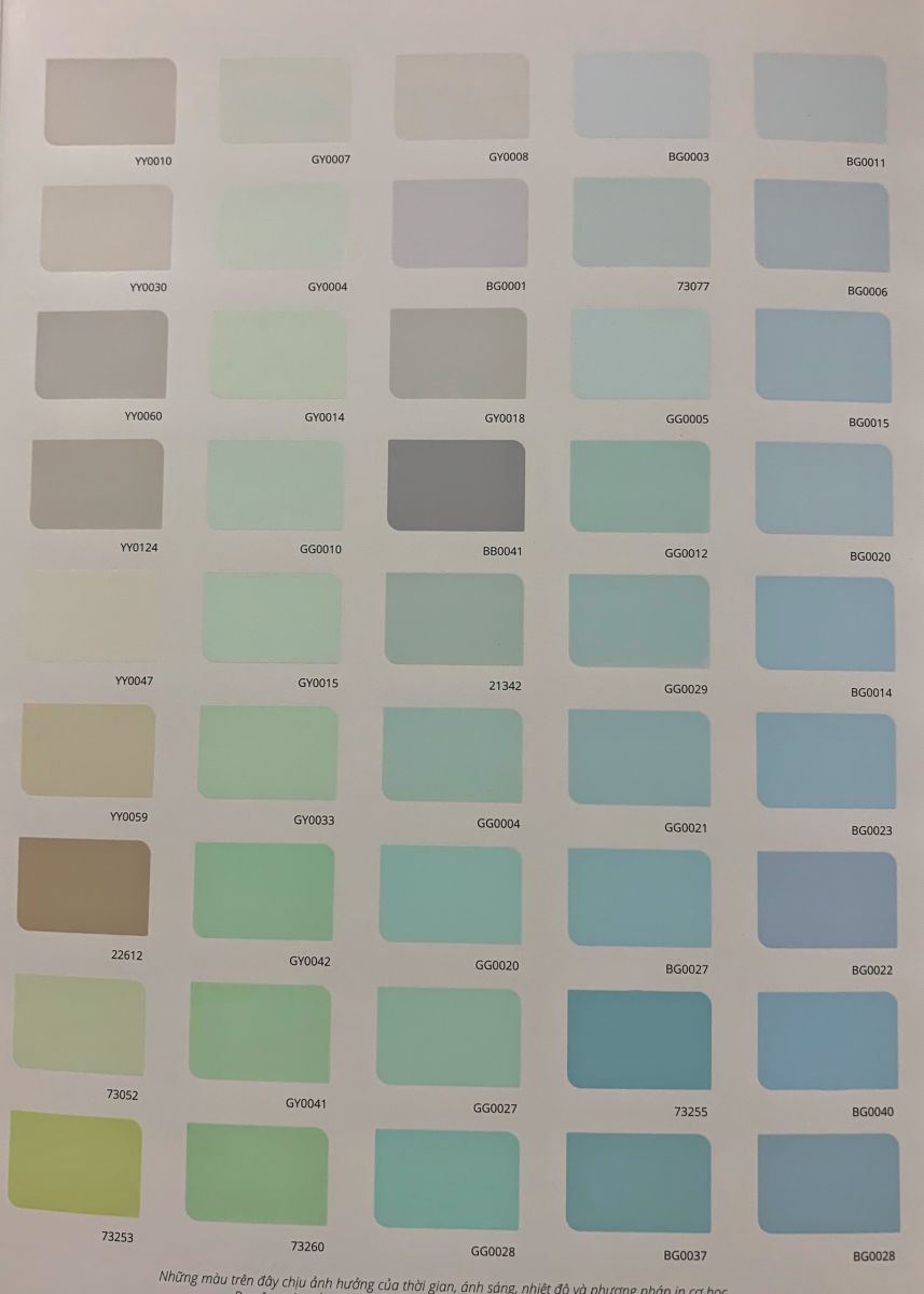 Bảng màu sơn nước trong nhà Maxilife bề mặt bóng mờ