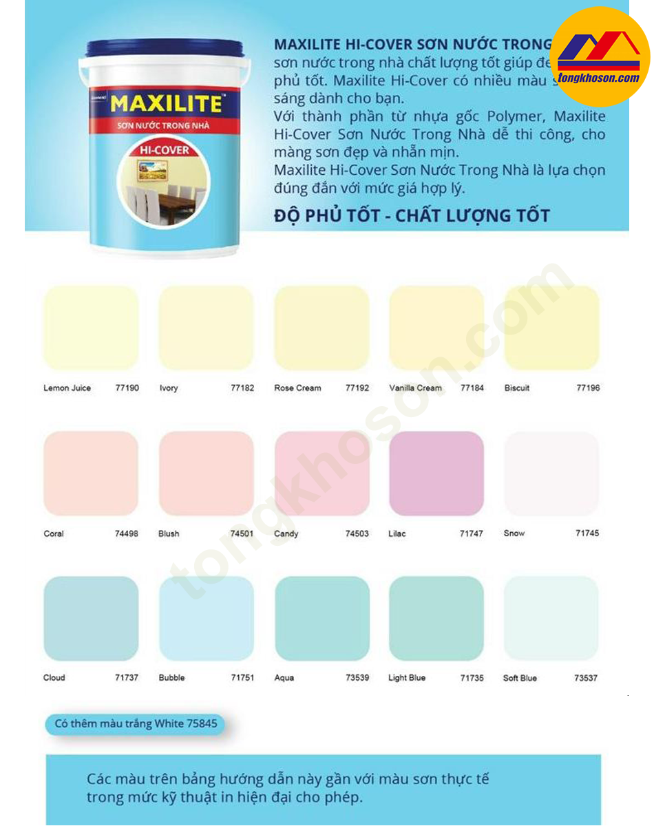 bảng màu sơn maxilite hi-cover