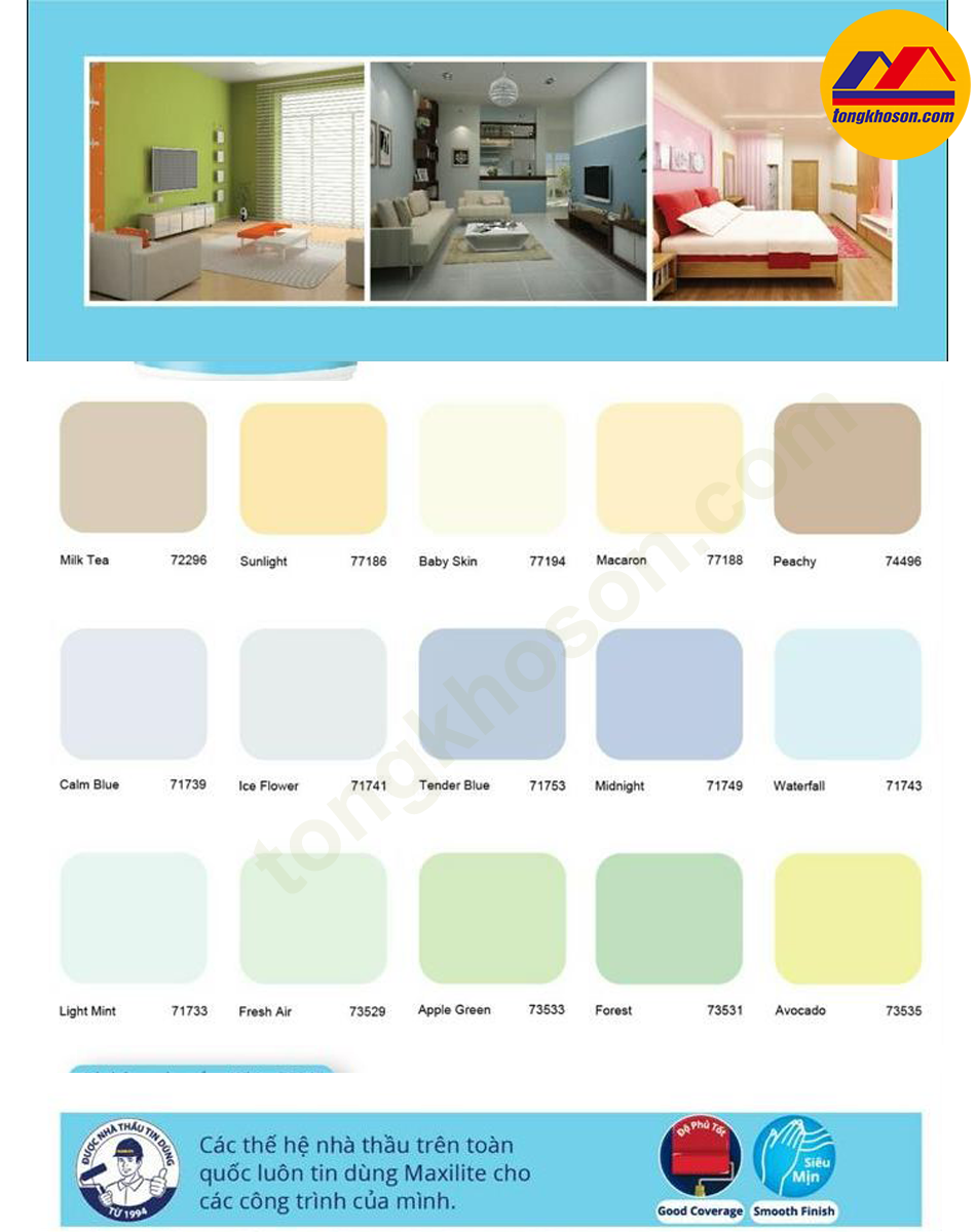 bảng màu sơn maxilite hi-cover