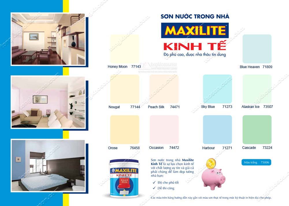 bảng màu sơn maxilite kinh tế