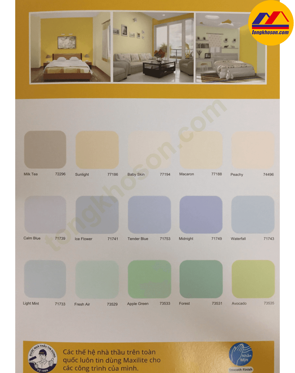 Bảng màu sơn Maxilite Smooth