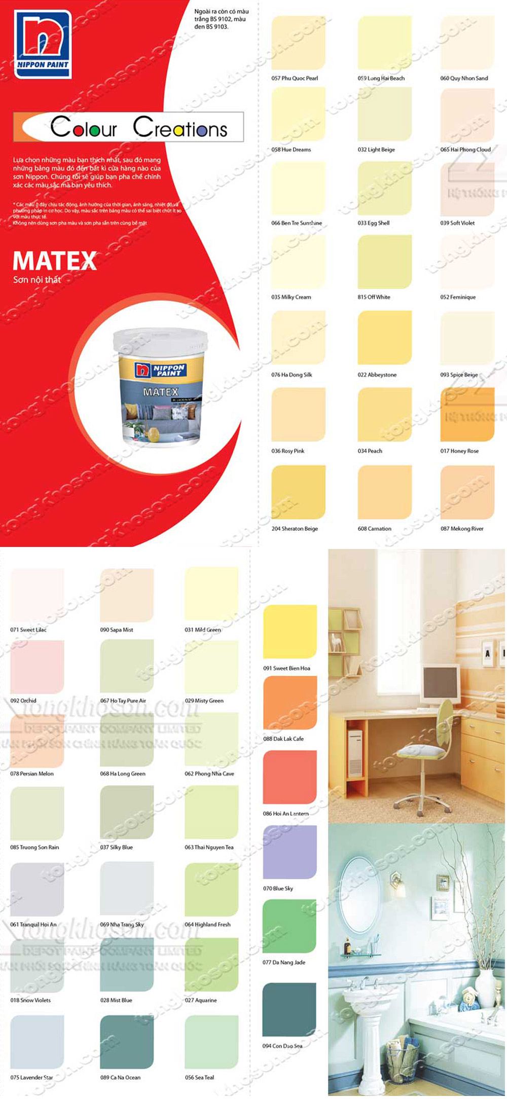 Bảng màu sơn Nippon Matex nội thất