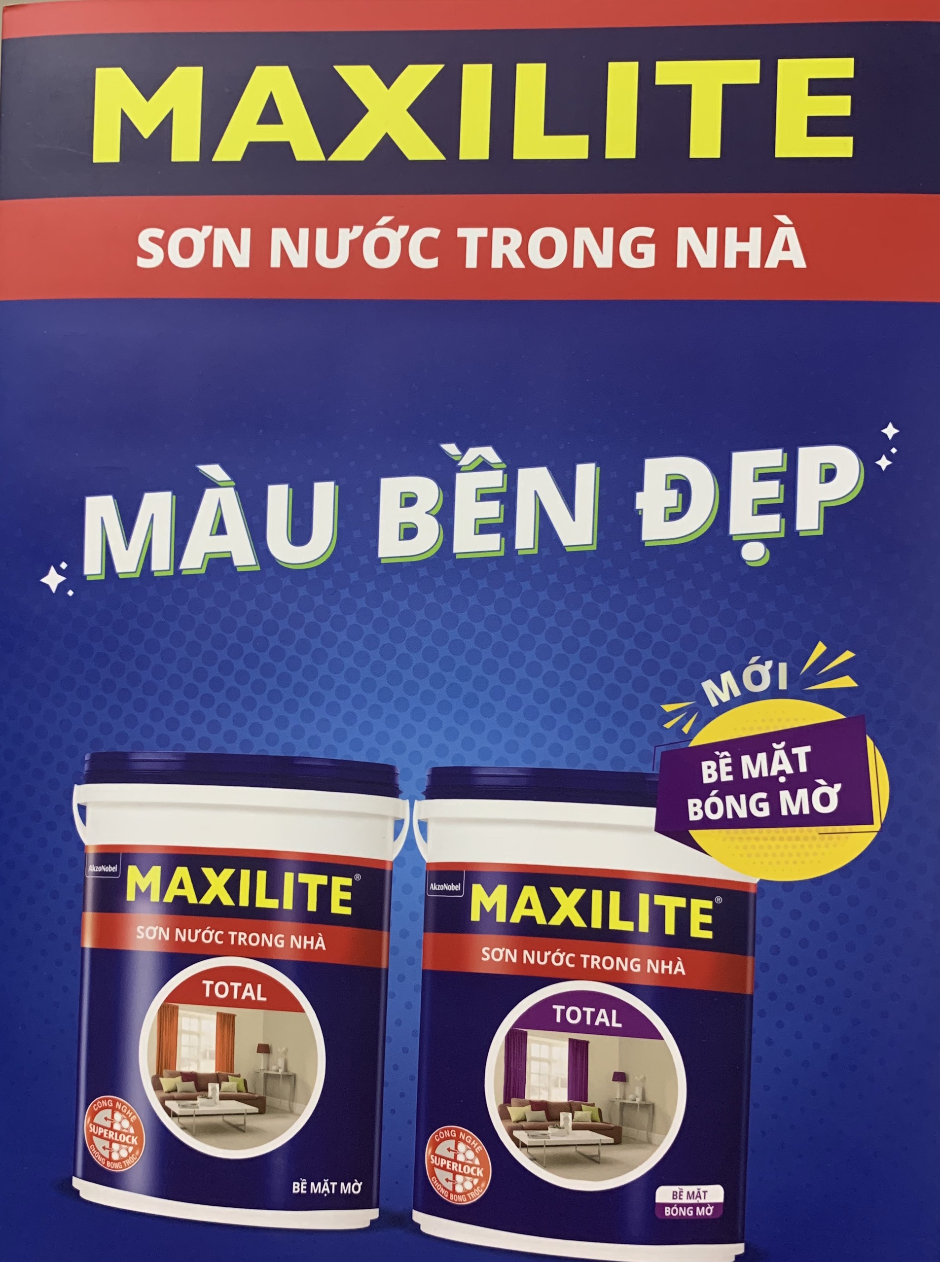 Bảng màu sơn nước trong nhà Maxilife bề mặt bóng mờ