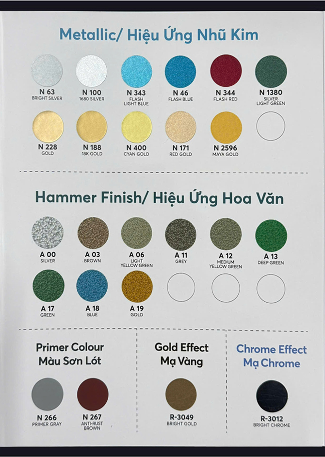 Bảng màu sơn Xịt Nippon Laze