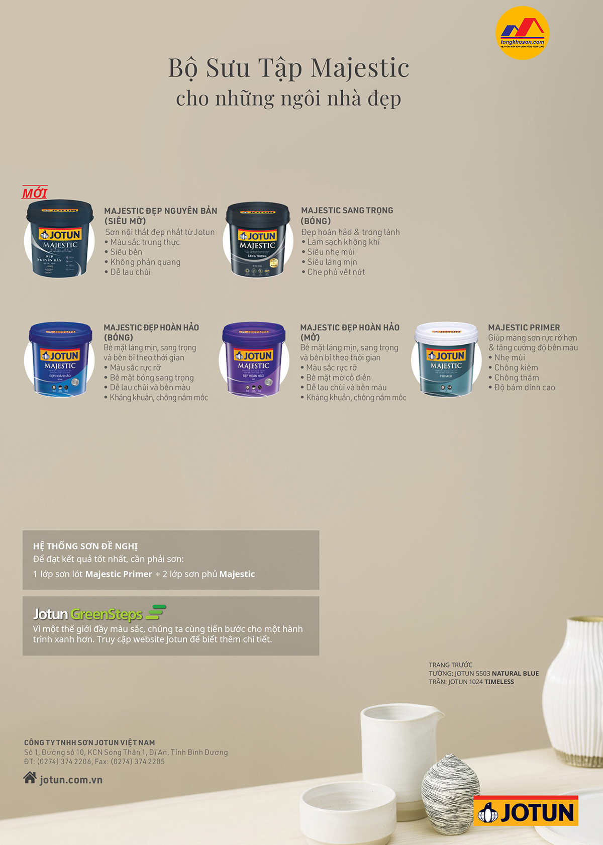 Bộ sưu tập sắc màu nội thất đẹp nhất sơn Jotun Majestic