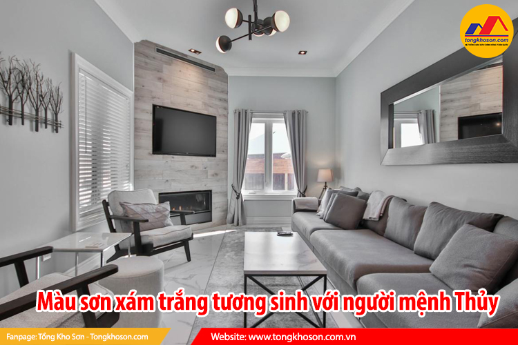 Màu sơn xám trắng tương sinh với người mệnh Thủy