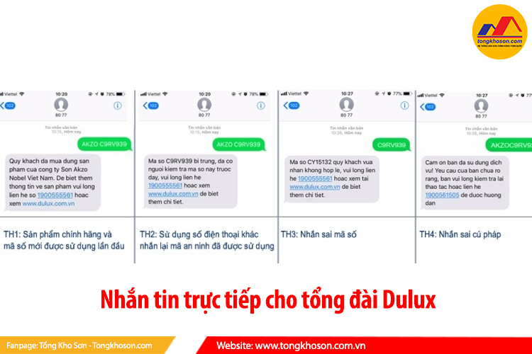 Nhắn tin trực tiếp cho tổng đài Dulux