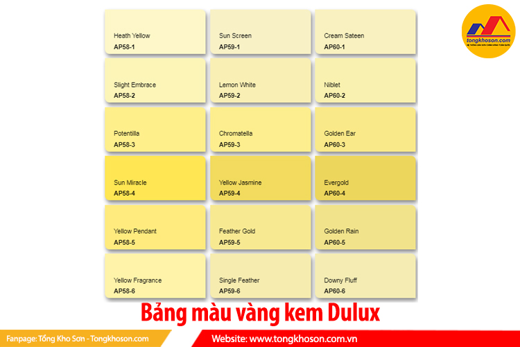 bảng màu vàng kem Dulux