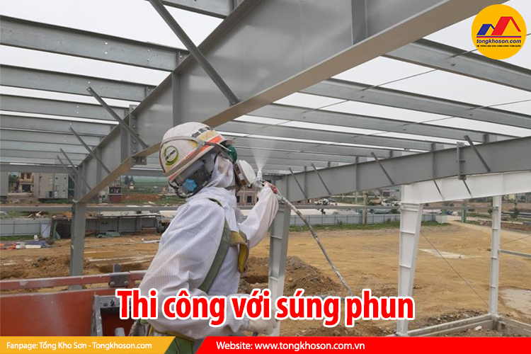 thi công với súng phun