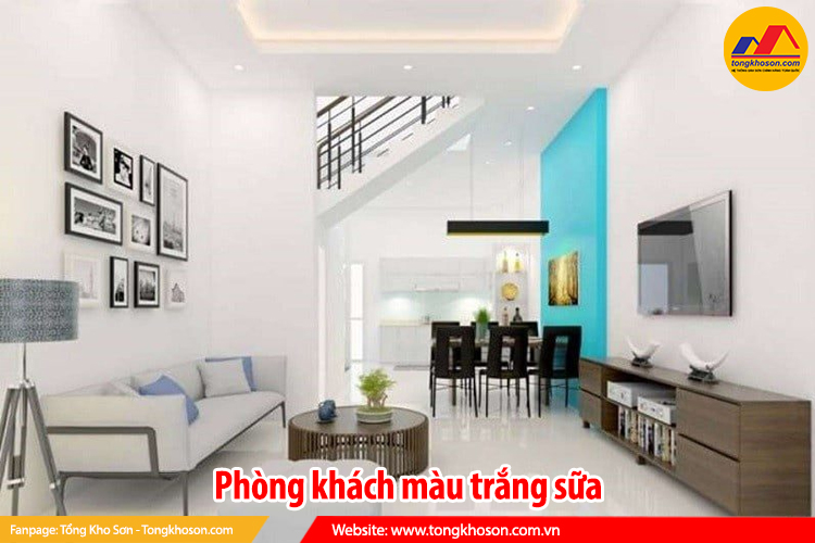 Phòng khách màu trắng sữa