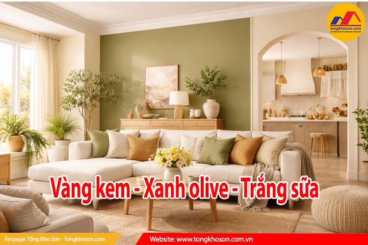 vàng kem xanh olive trắng sữa