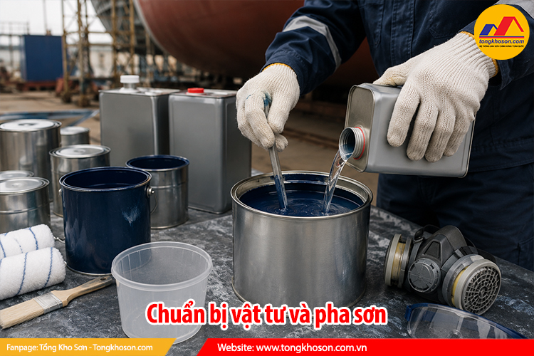 Chuẩn bị vật tư và pha sơn
