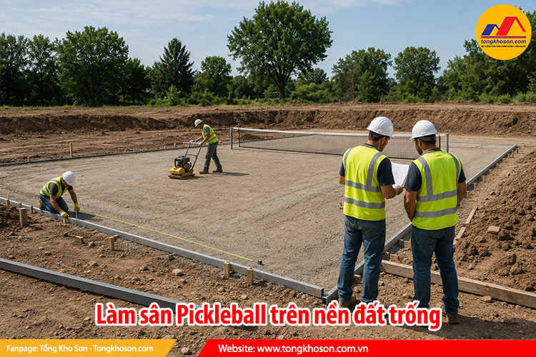 Làm sân Pickleball trên nền đất trống