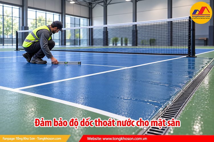 Đảm bảo độ dốc thoát nước cho mặt sân